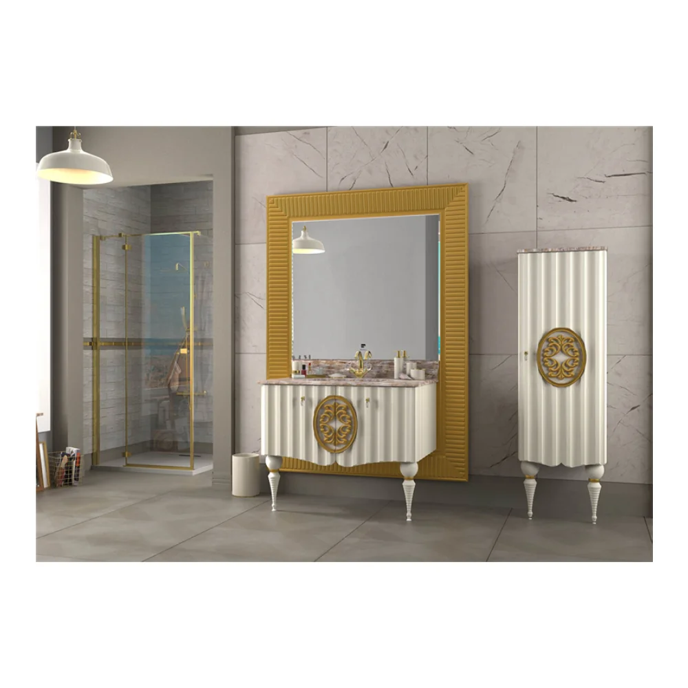 Set Mobilier Baie Pierre Cardin Louvre 3 Piese Alb 145 cm