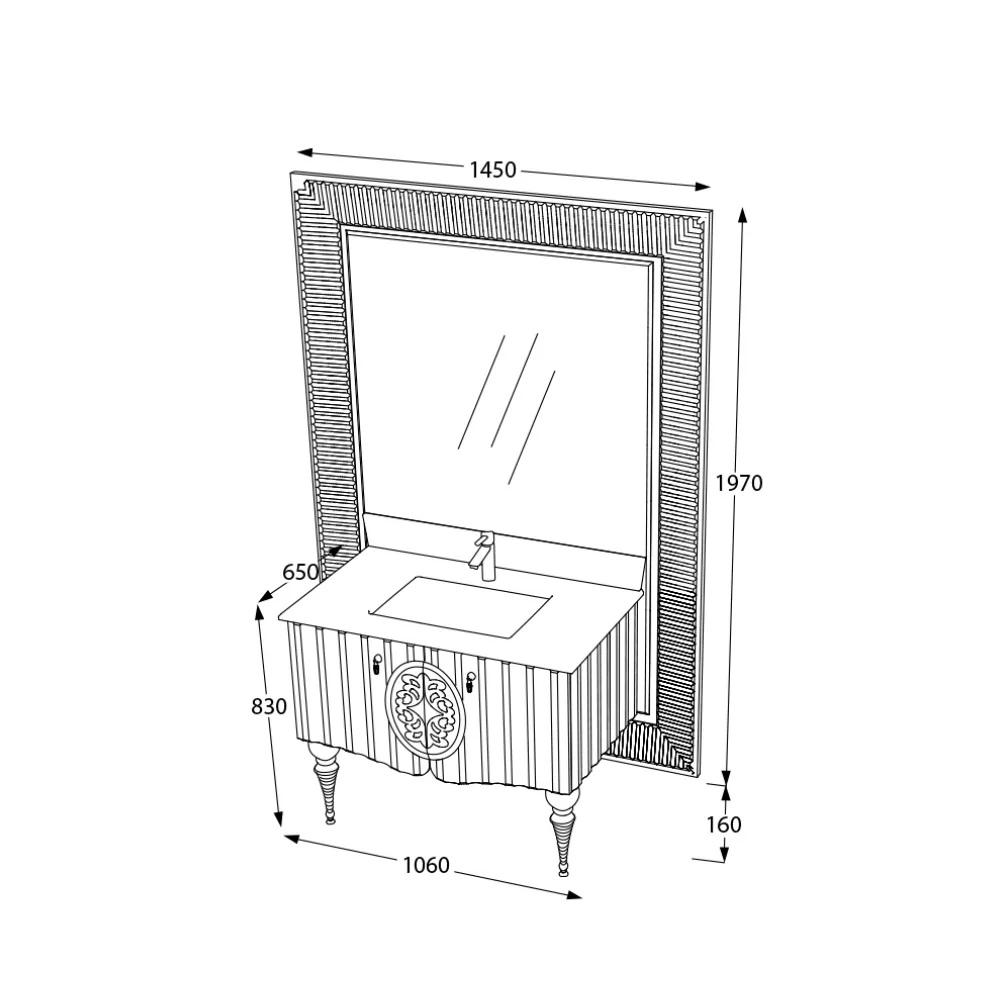 Set Mobilier Baie Pierre Cardin Louvre 3 Piese Alb 145 cm