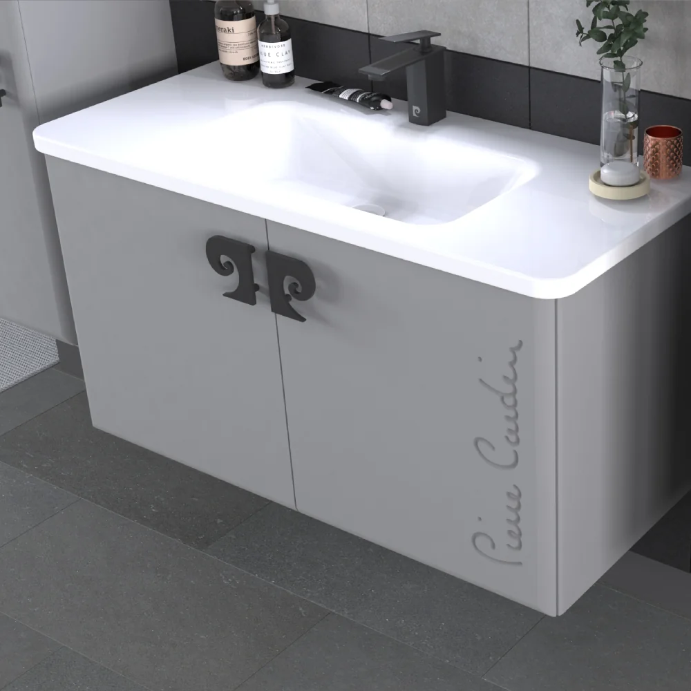 Set Mobilier Baie Pierre Cardin Star LED Suspendat 3 Piese Anthracite 105 cm