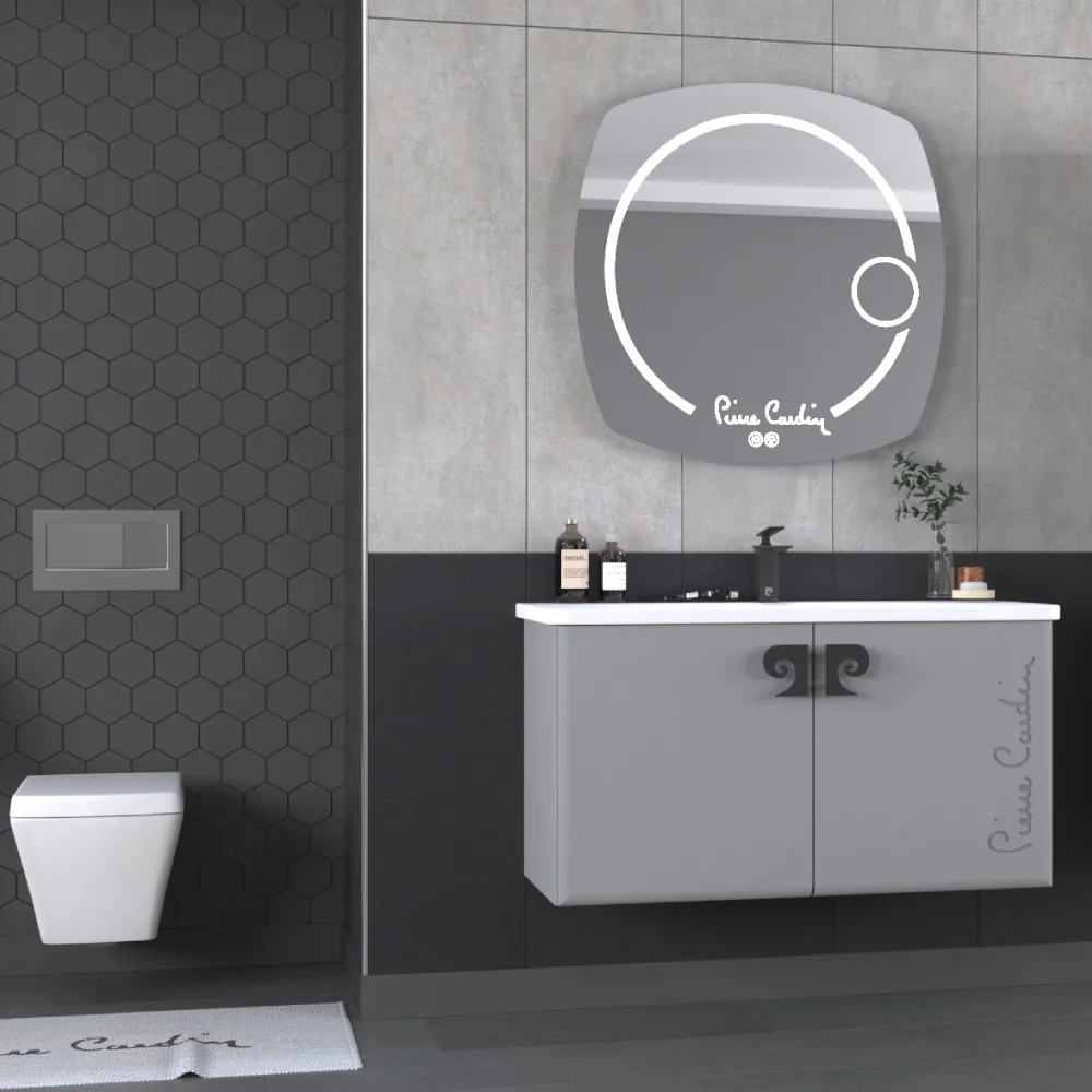 Set Mobilier Baie Pierre Cardin Star LED Suspendat 3 Piese Anthracite 105 cm