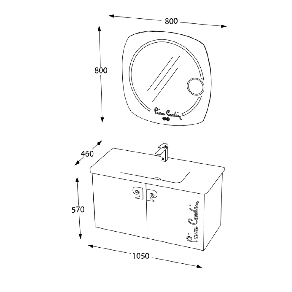 Set Mobilier Baie Pierre Cardin Star LED Suspendat 3 Piese Anthracite 105 cm