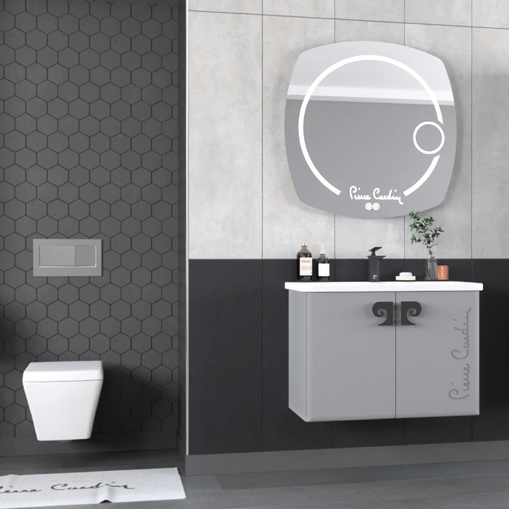 Set Mobilier Baie Pierre Cardin Star LED Suspendat 3 Piese Anthracite 80 Cm