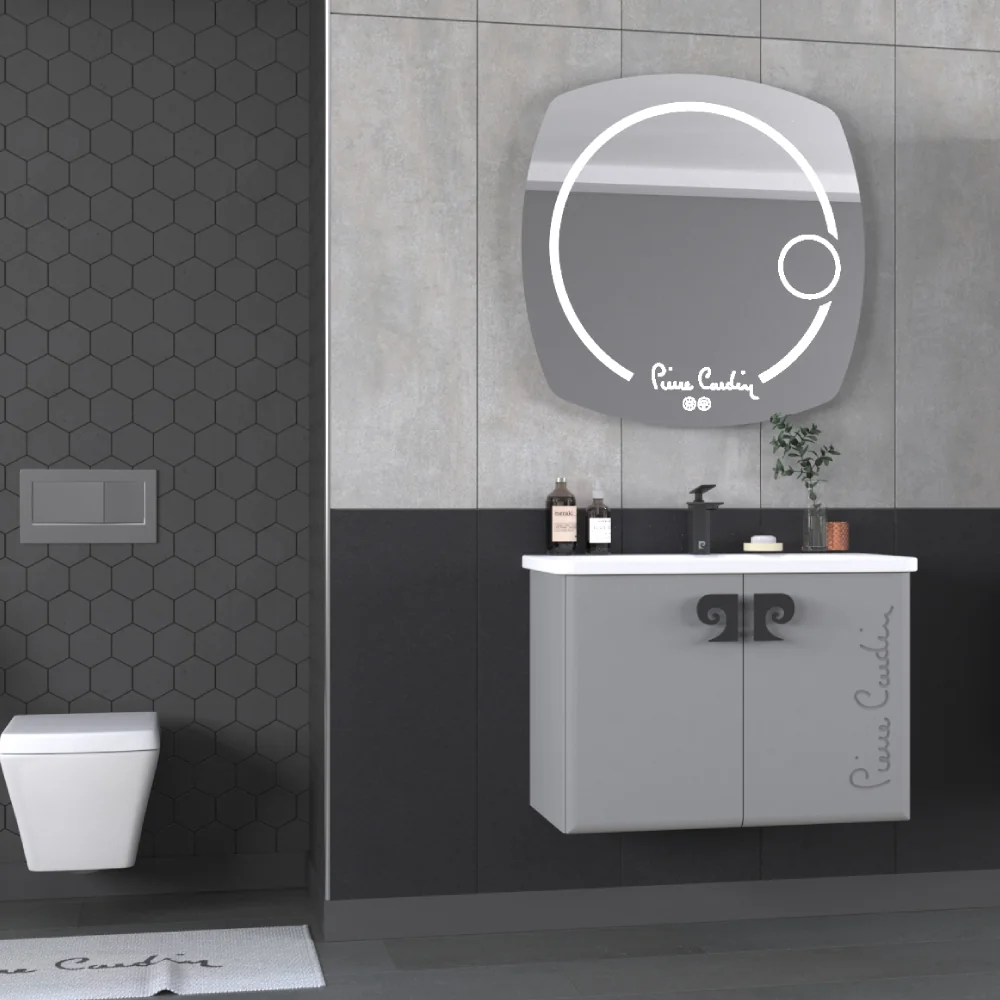 Set Mobilier Baie Pierre Cardin Star LED Suspendat 3 Piese Anthracite 80 Cm