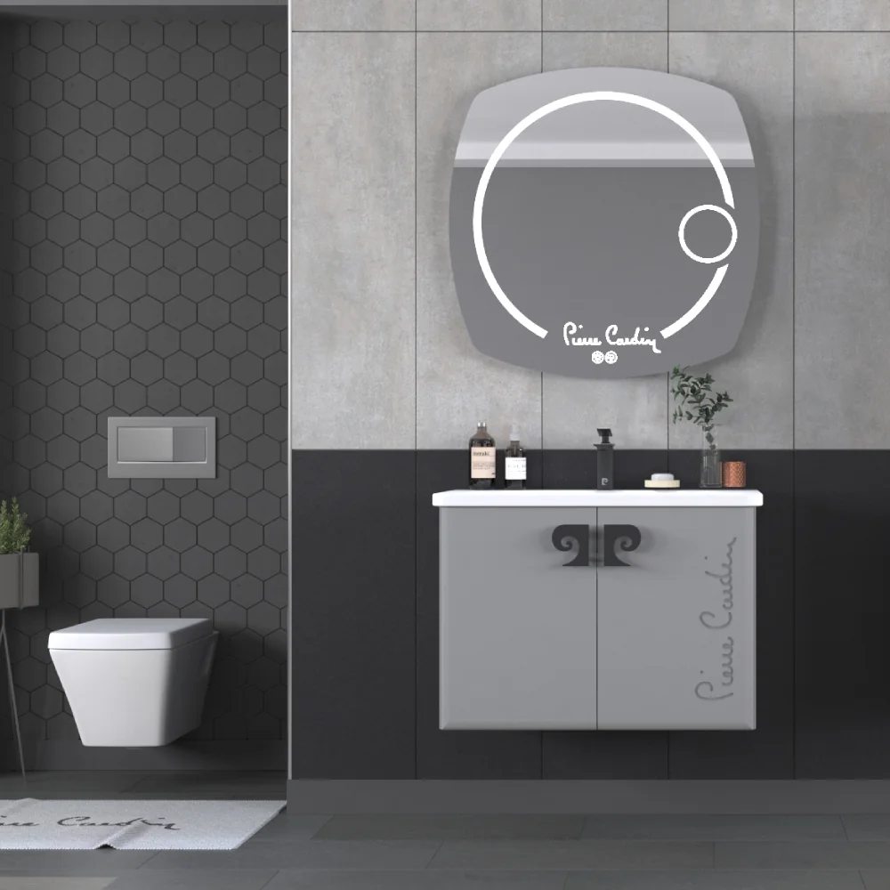 Set Mobilier Baie Pierre Cardin Star LED Suspendat 3 Piese Anthracite 80 Cm