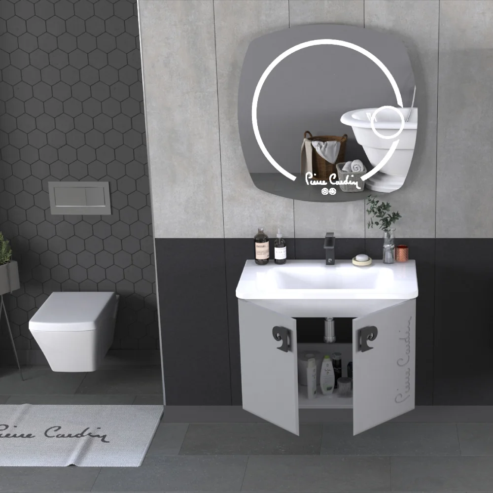 Set Mobilier Baie Pierre Cardin Star LED Suspendat 3 Piese Anthracite 80 Cm