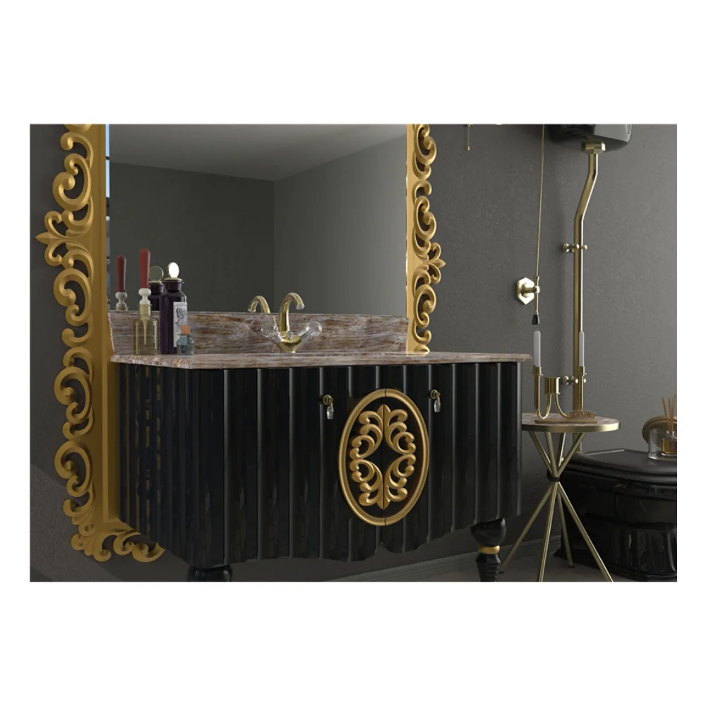 Set Mobilier Baie Pierre Cardin Hagia Sofia 3 Piese Negru 145 cm