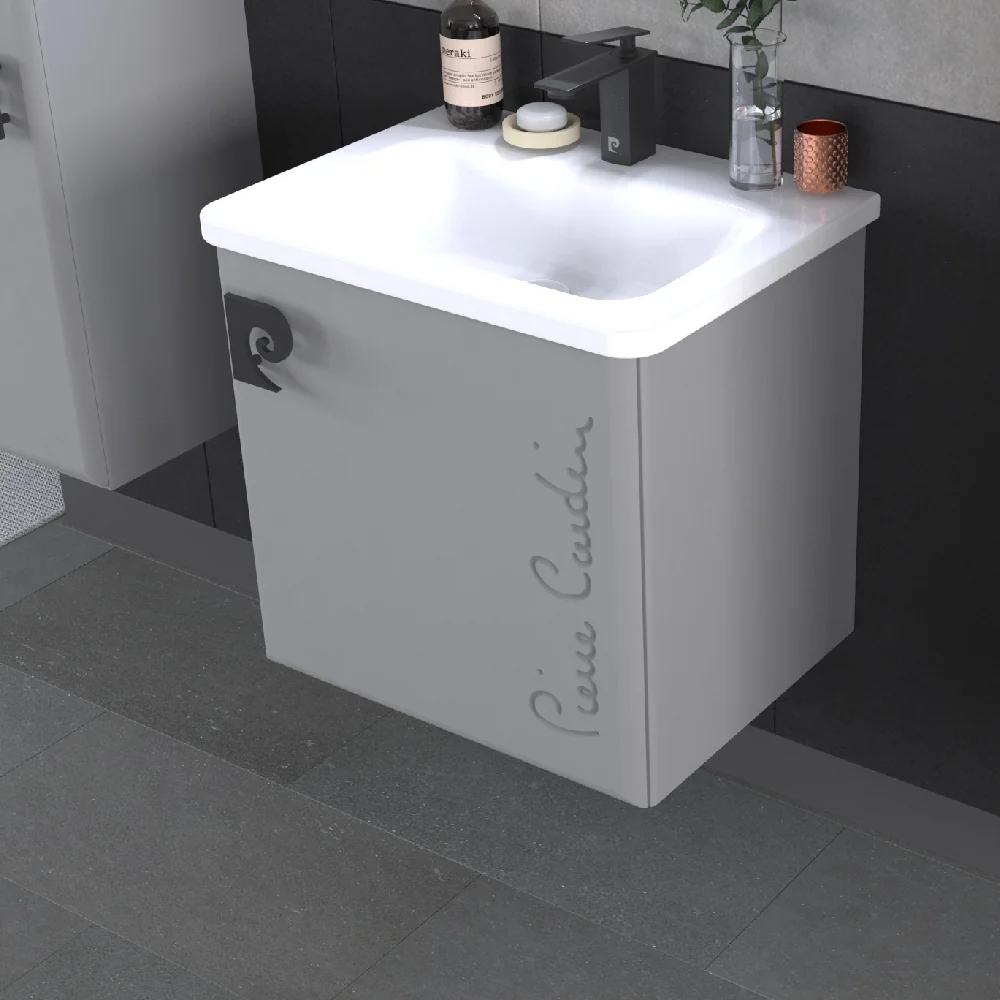 Set Mobilier Baie Pierre Cardin Star LED Suspendat 3 Piese Antracit 60 cm