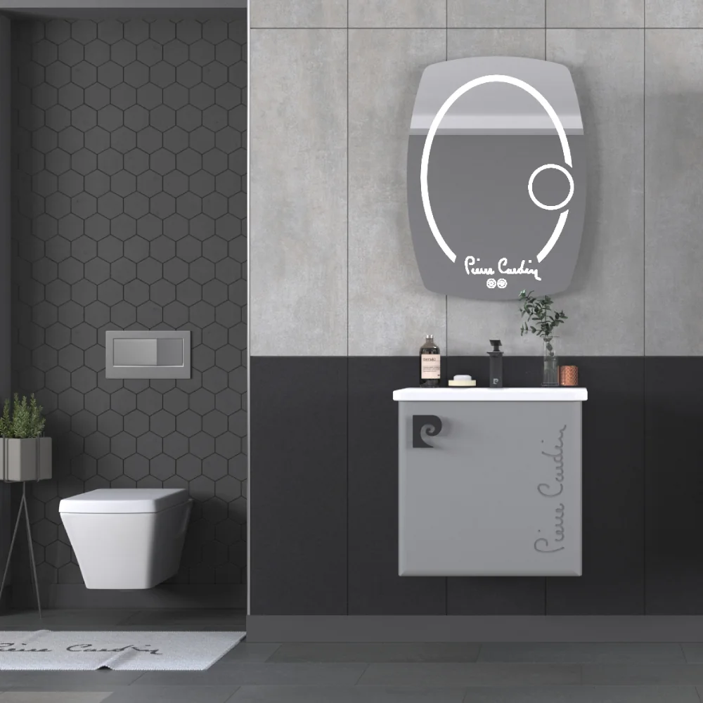 Set Mobilier Baie Pierre Cardin Star LED Suspendat 3 Piese Antracit 60 cm