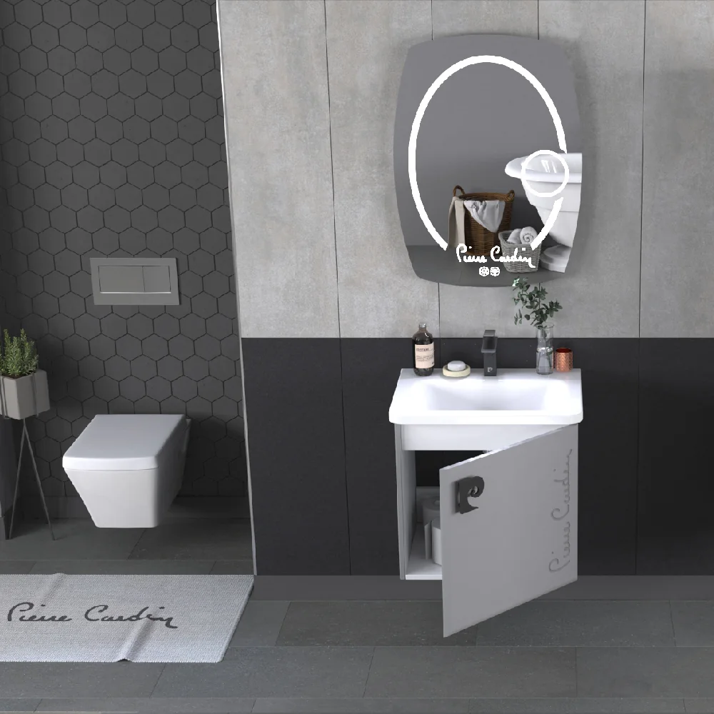 Set Mobilier Baie Pierre Cardin Star LED Suspendat 3 Piese Antracit 60 cm