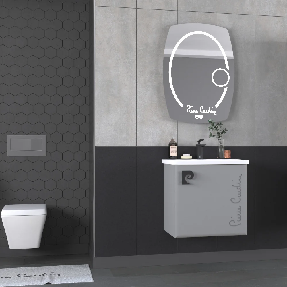 Set Mobilier Baie Pierre Cardin Star LED Suspendat 3 Piese Antracit 60 cm