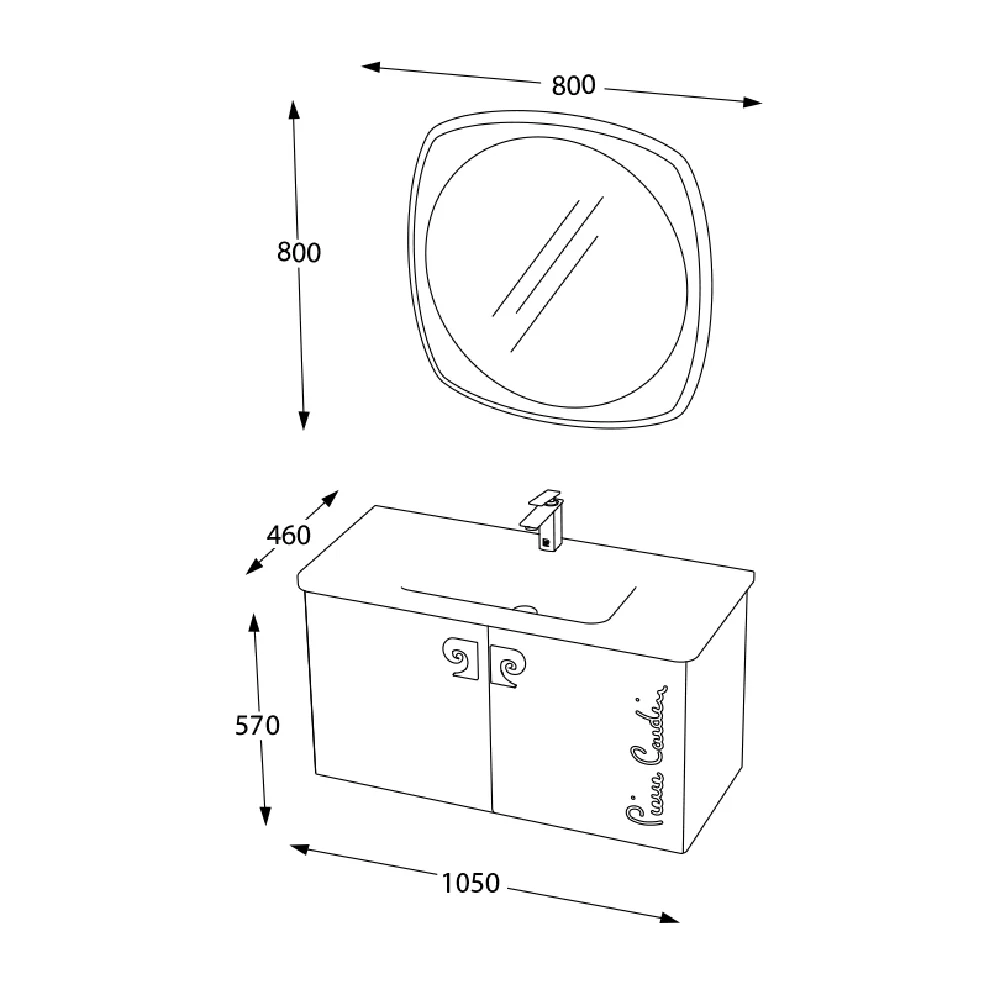 Set Mobilier Baie Pierre Cardin Star Suspendat 3 Piese 105 Cm Anthracite