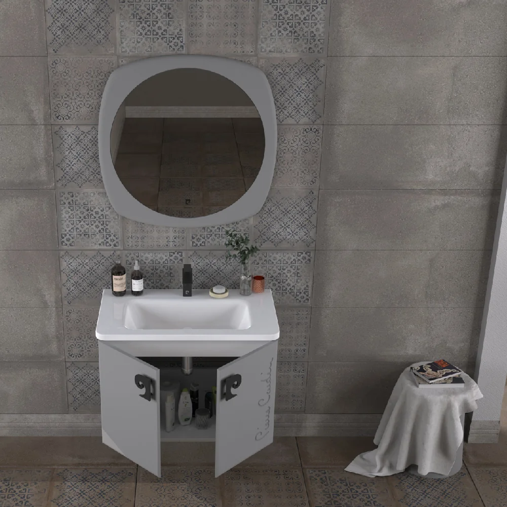 Set Mobilier Baie Pierre Cardin Star Suspendat 3 Piese Anthracite 80 Cm