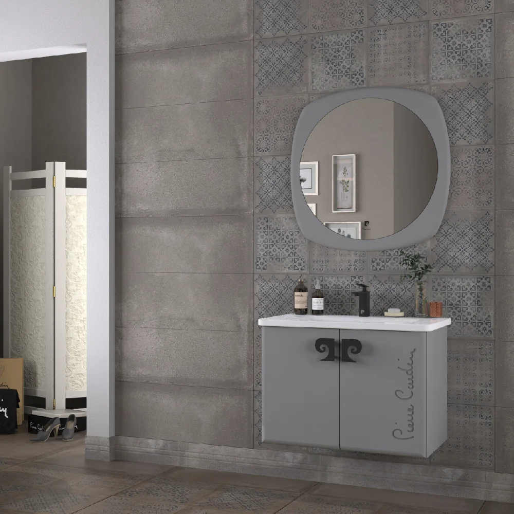 Set Mobilier Baie Pierre Cardin Star Suspendat 3 Piese Anthracite 80 Cm