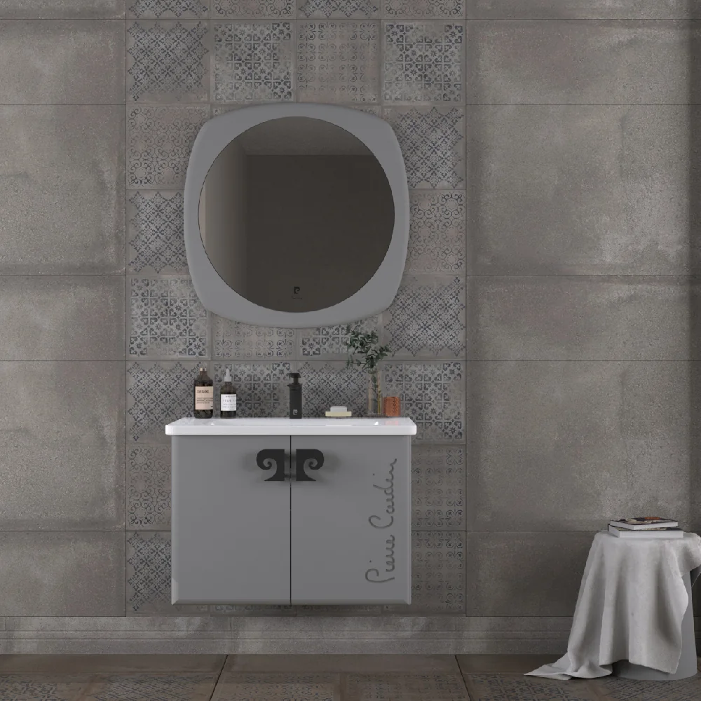 Set Mobilier Baie Pierre Cardin Star Suspendat 3 Piese Anthracite 80 Cm