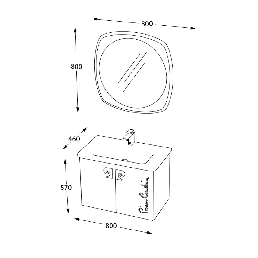 Set Mobilier Baie Pierre Cardin Star Suspendat 3 Piese Anthracite 80 Cm