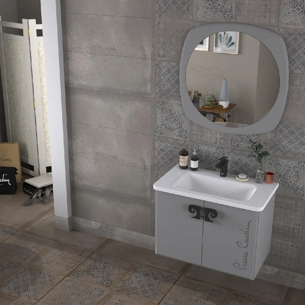 Set Mobilier Baie Pierre Cardin Star Suspendat 3 Piese Anthracite 80 Cm