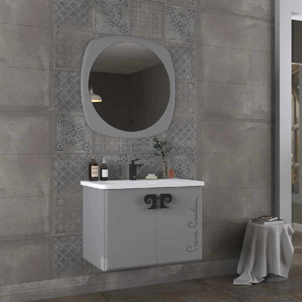 Set Mobilier Baie Pierre Cardin Star Suspendat 3 Piese Anthracite 80 Cm