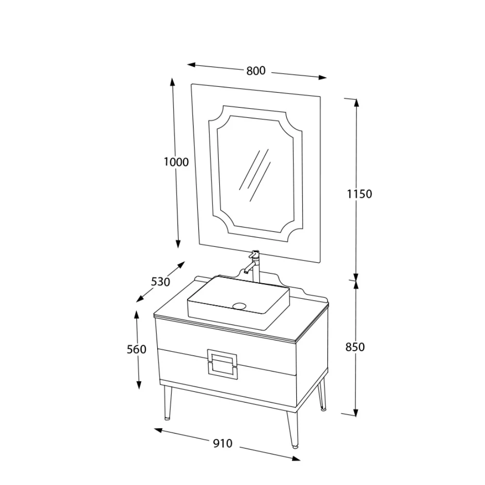 Set Mobilier Baie Pierre Cardin Mercury 3 Piese 90 Cm Alb-Auriu