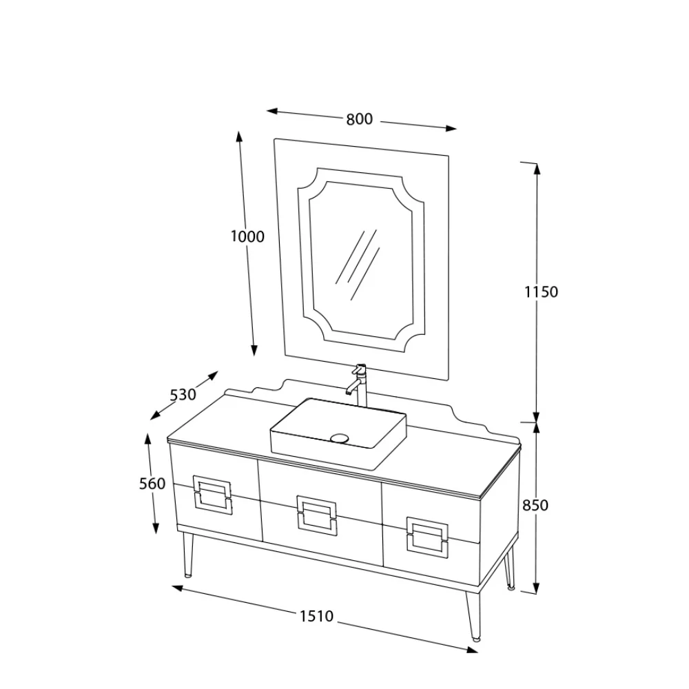 Set Mobilier Baie Pierre Cardin Mercury 3 Piese 150 Cm Negru-Auriu