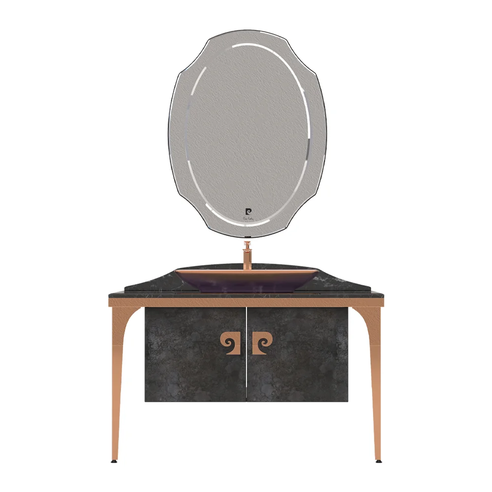 Set Mobilier Baie Pierre Cardin Venus 3 Piese Negru-Aramiu 120 Cm