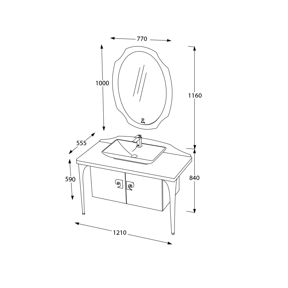 Set Mobilier Baie Pierre Cardin Venus 3 Piese Negru-Auriu 120 cm