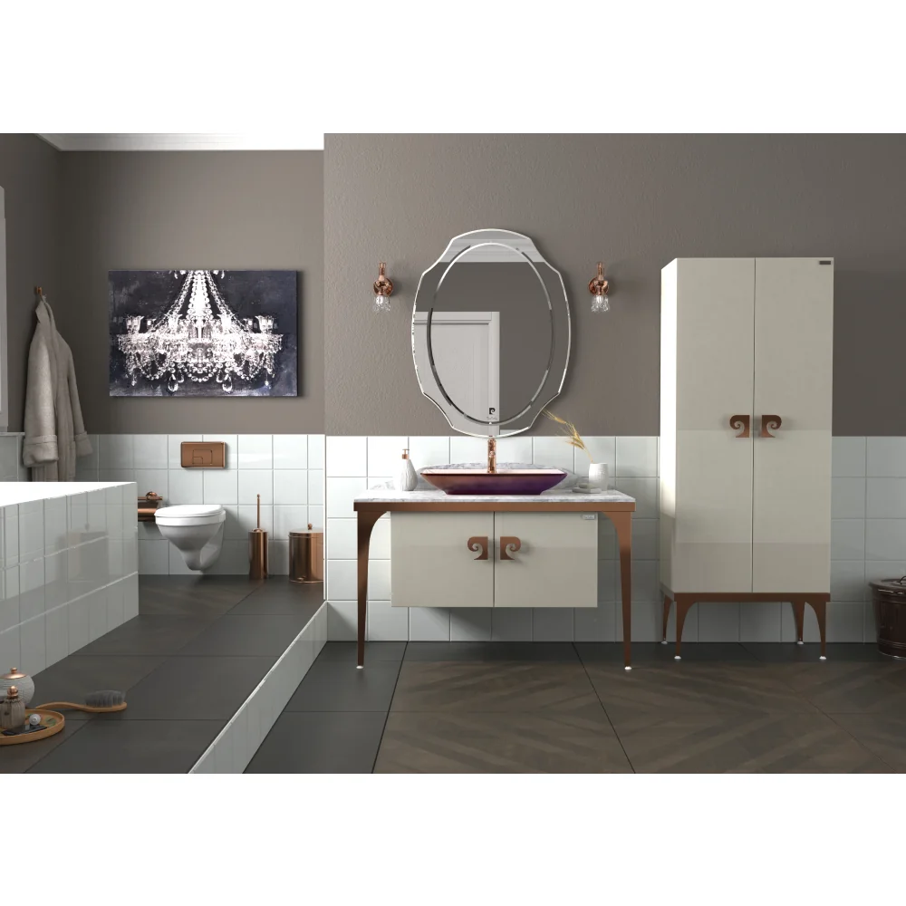 Set Mobilier Baie Pierre Cardin Venus 3 Piese Alb-Aramiu 120 cm