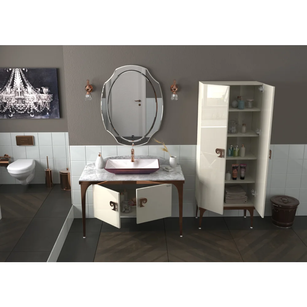 Set Mobilier Baie Pierre Cardin Venus 3 Piese Alb-Aramiu 120 cm