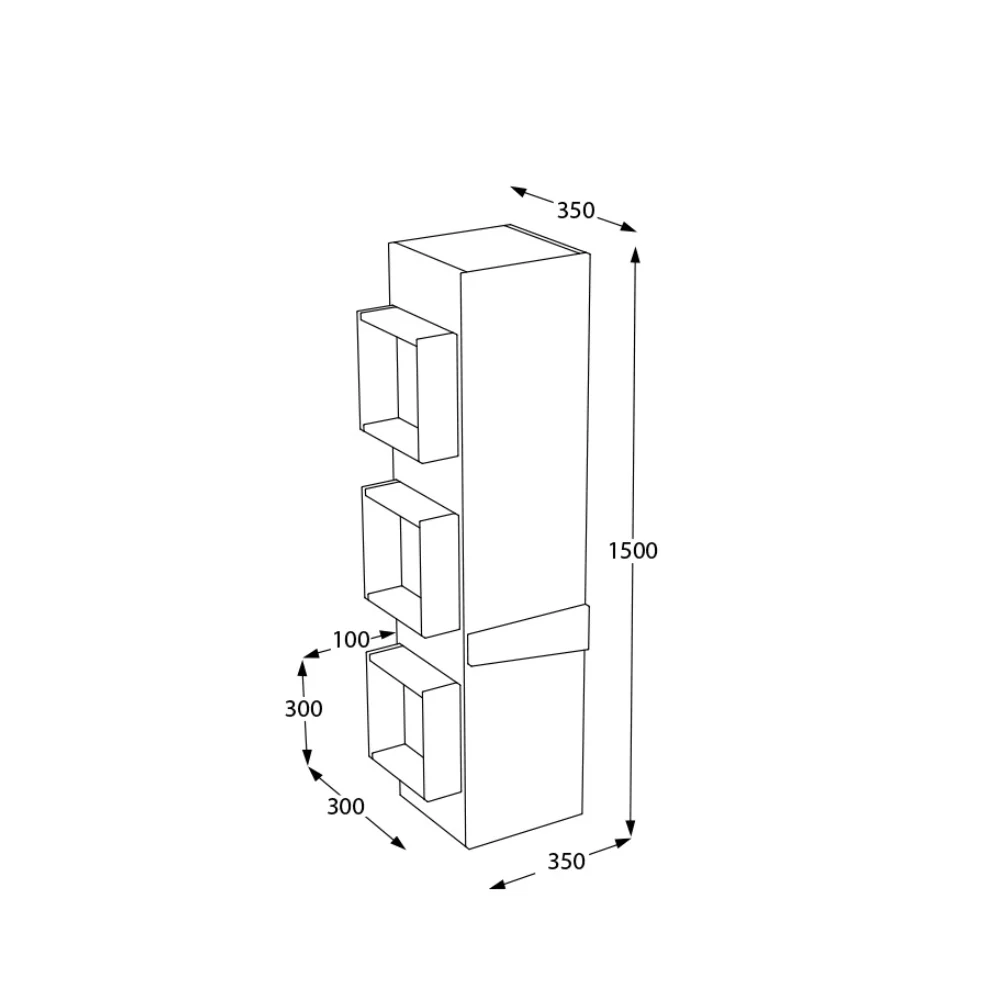 Dulap Baie Suspendat Lapse Gri Mat 35x150 Cm