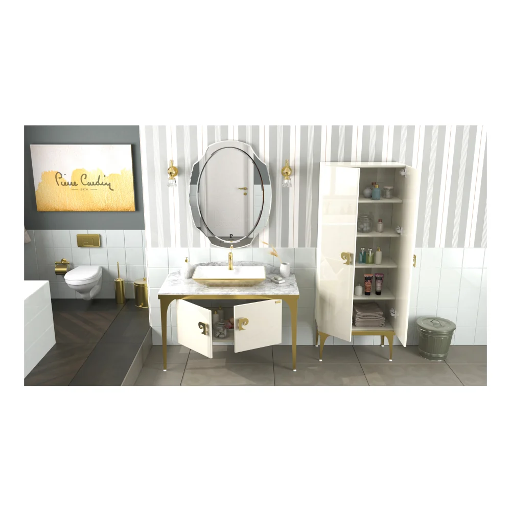 Set Mobilier Baie Pierre Cardin Venus 3 Piese Alb-Auriu 120 cm