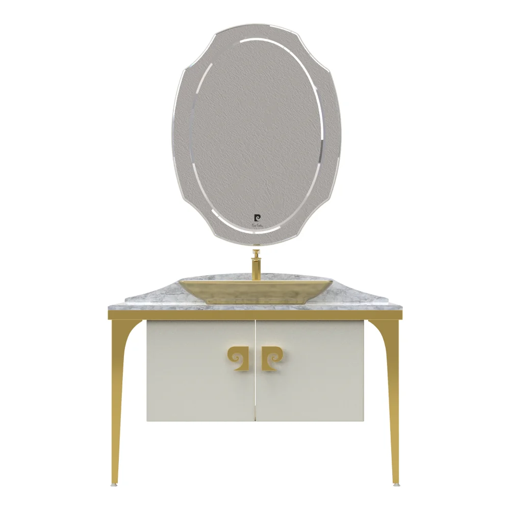 Set Mobilier Baie Pierre Cardin Venus 3 Piese Alb-Auriu 120 cm