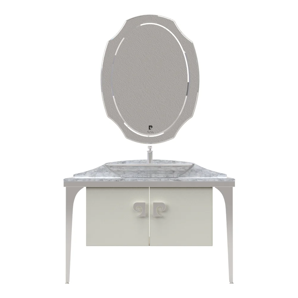 Set Mobilier Baie Pierre Cardin Venus 3 Piese Alb-Argintiu 120 cm