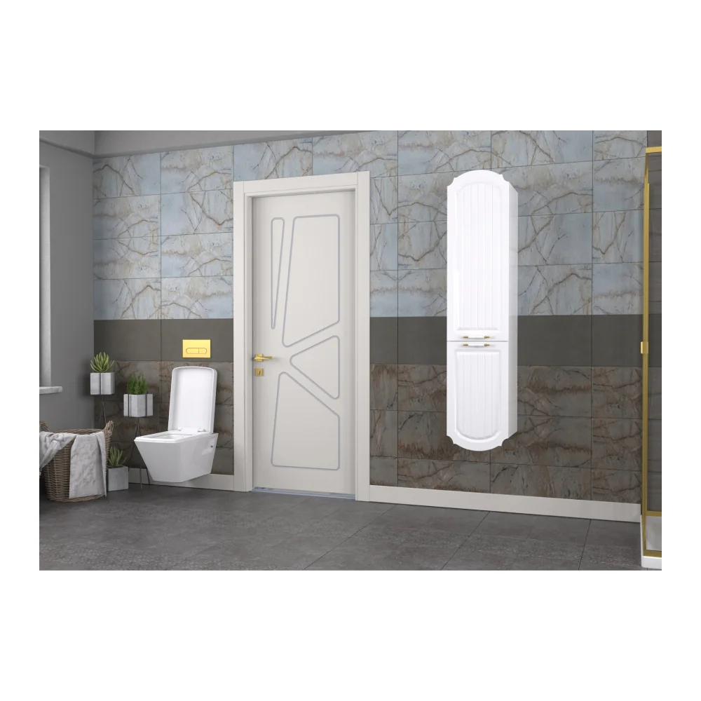 Dulap Baie Suspendat Huber Alb Manere Aurii 35x150 Cm