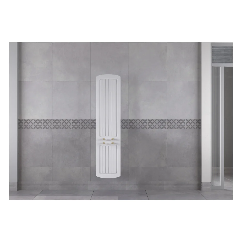 Dulap Baie Suspendat Pera Alb Manere Aurii 35x150 Cm