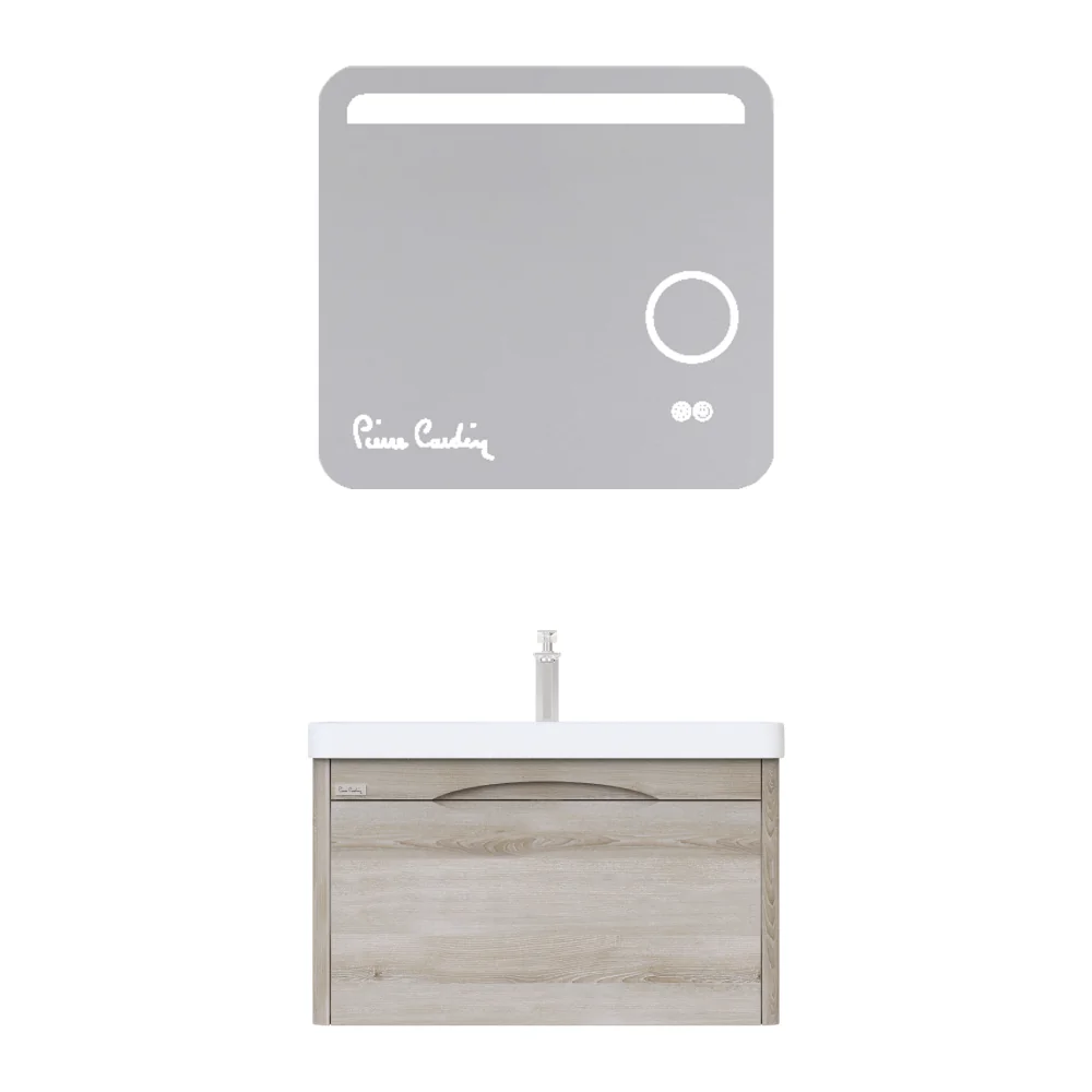 Set Mobilier Baie Pierre Cardin Pacific LED Suspendat 3 Piese Sonoma Crem 80 cm