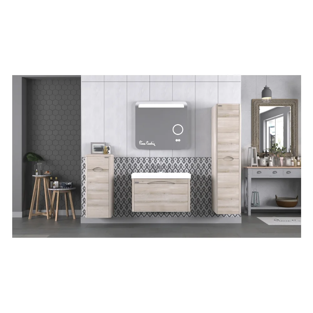 Set Mobilier Baie Pierre Cardin Pacific LED Suspendat 3 Piese Sonoma Crem 80 cm