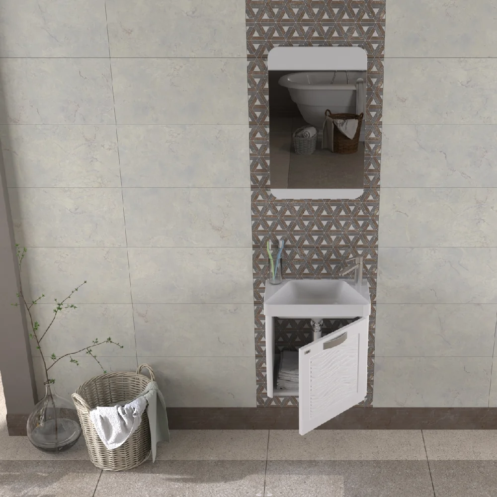 Set Mobilier Baie Gursu 049 Suspendat 3 Piese Alb 50 cm