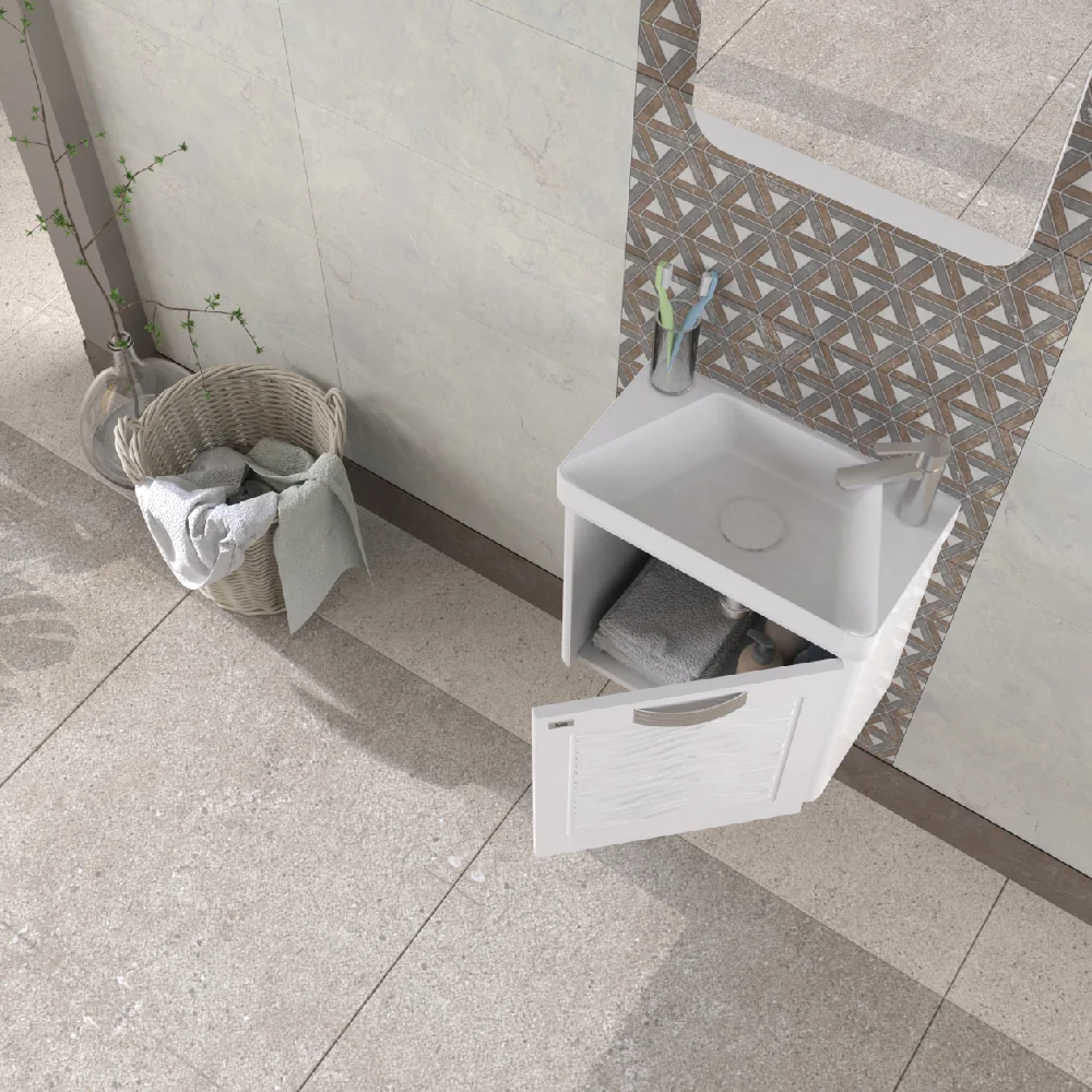 Set Mobilier Baie Gursu 049 Suspendat 3 Piese Alb 50 cm