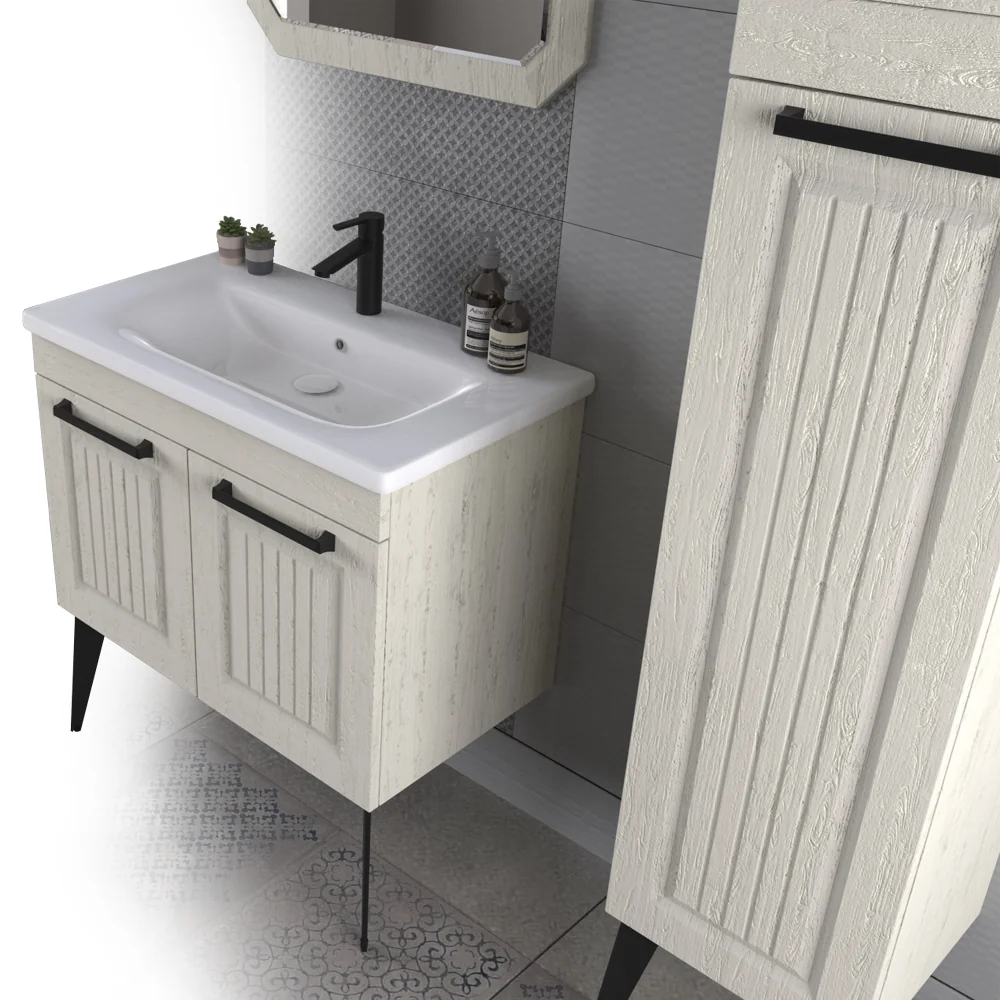 Set Mobilier Baie Hero 3 Piese Alb 80 cm