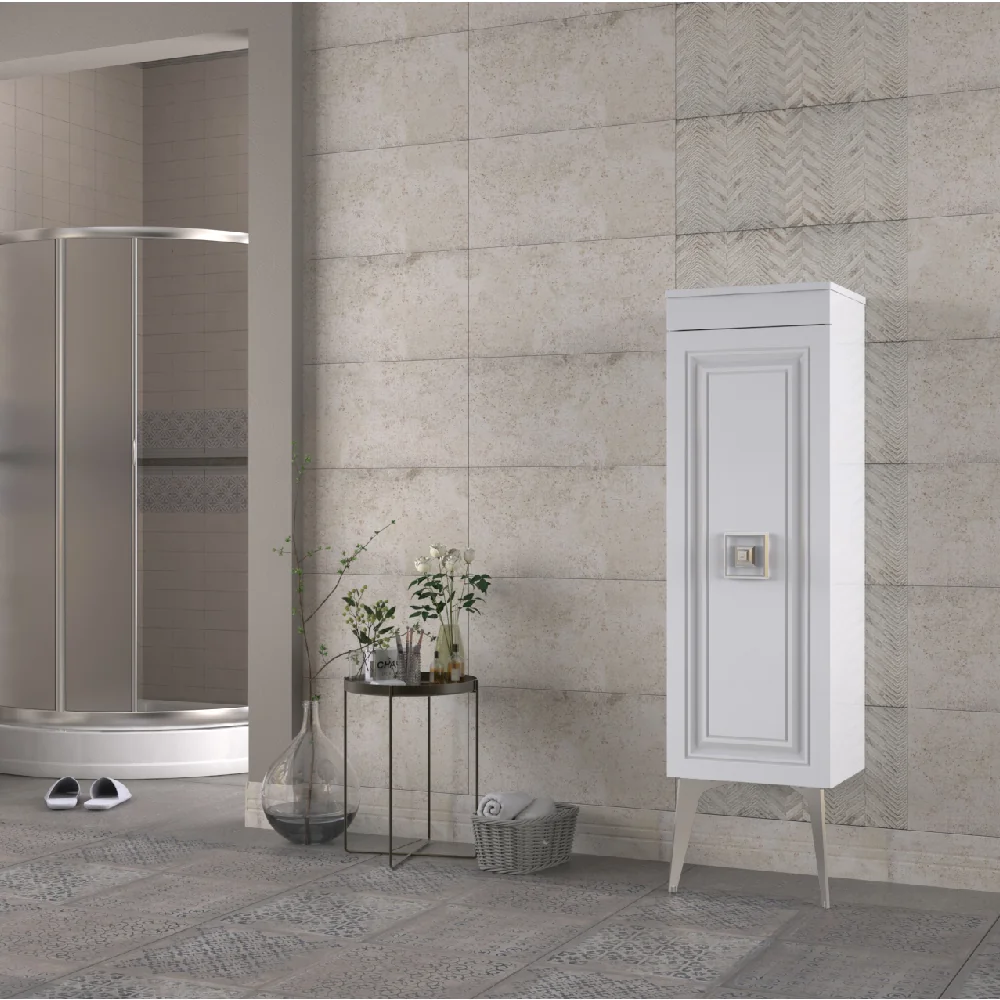 Dulap Soldat Baie Nile Alb-Argintiu 35x145 cm