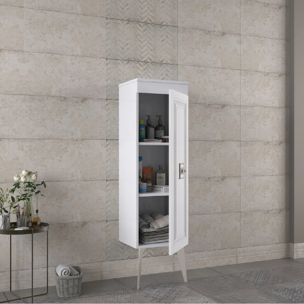 Dulap Soldat Baie Nile Alb-Argintiu 35x145 cm