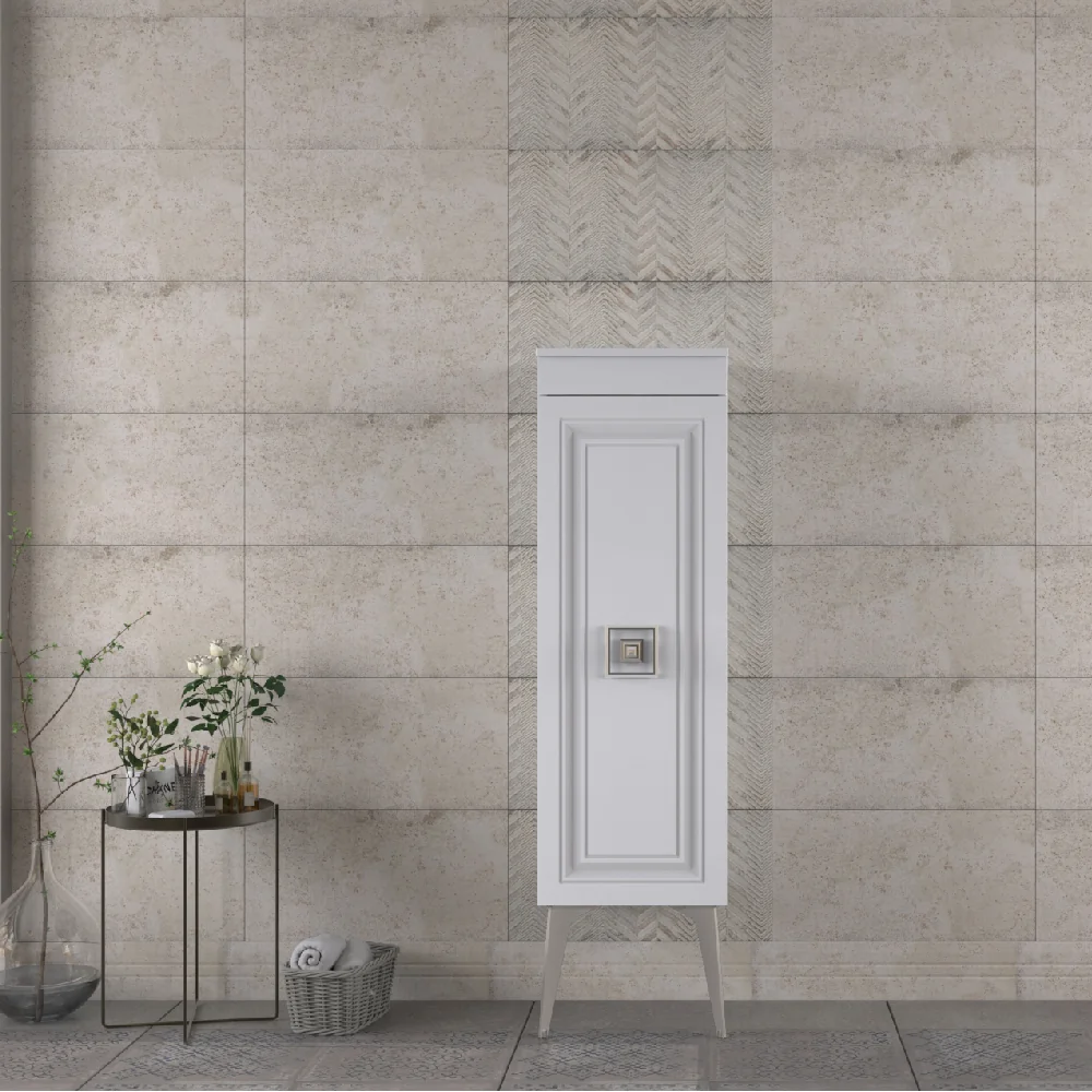 Dulap Soldat Baie Nile Alb-Argintiu 35x145 cm