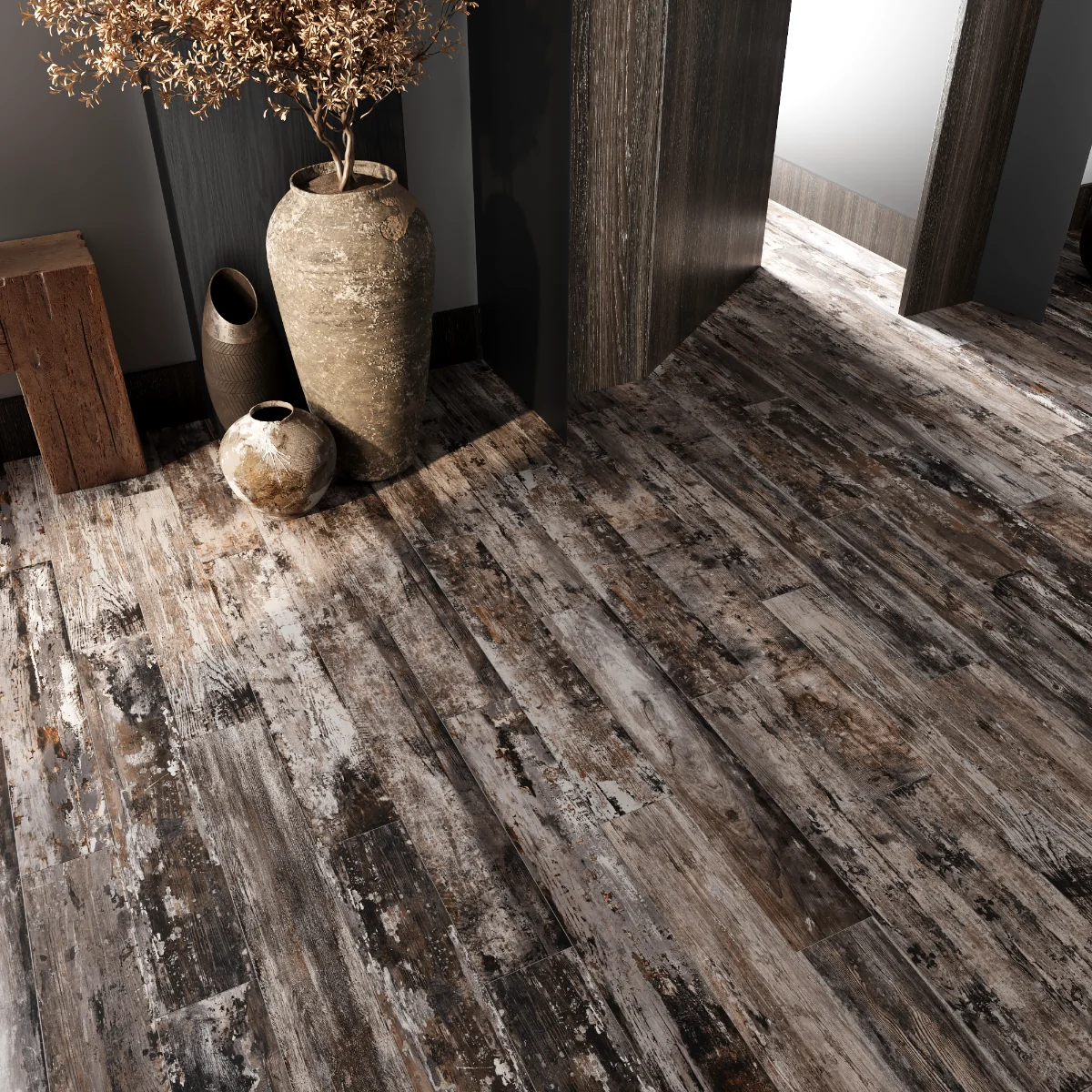 Gresie Tip Parchet Exterior / Interior Woodsman Deep Forest 20 x 120 cm Mată Porțelanată