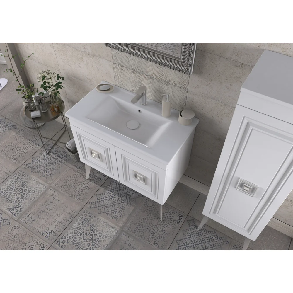 Set Mobilier Baie Nile 3 Piese Alb-Argintiu 85 Cm