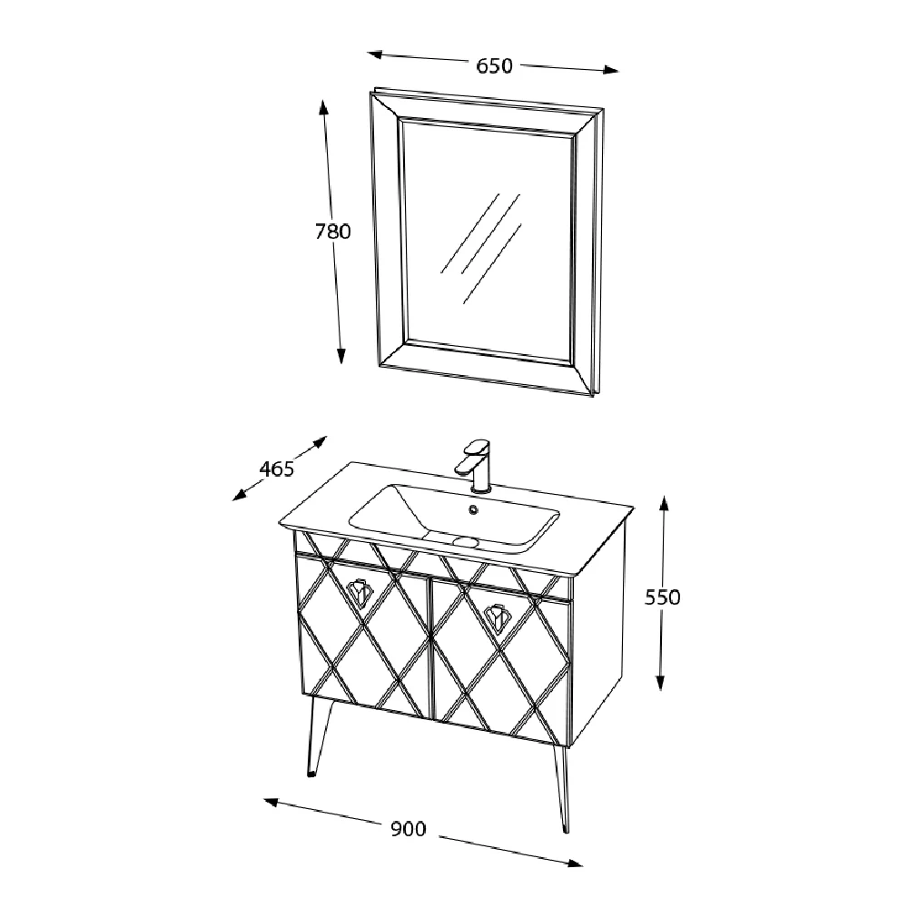 Set Mobilier Baie Cosmos 3 Piese Alb 90 cm