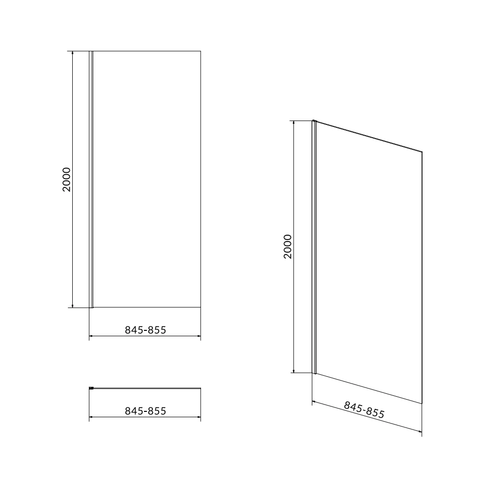 Paravan Dus Walk In / Perete Dus Pentru Cabina Cersanit Crea S159-010 Sticla Transparenta 90 x 200 Cm