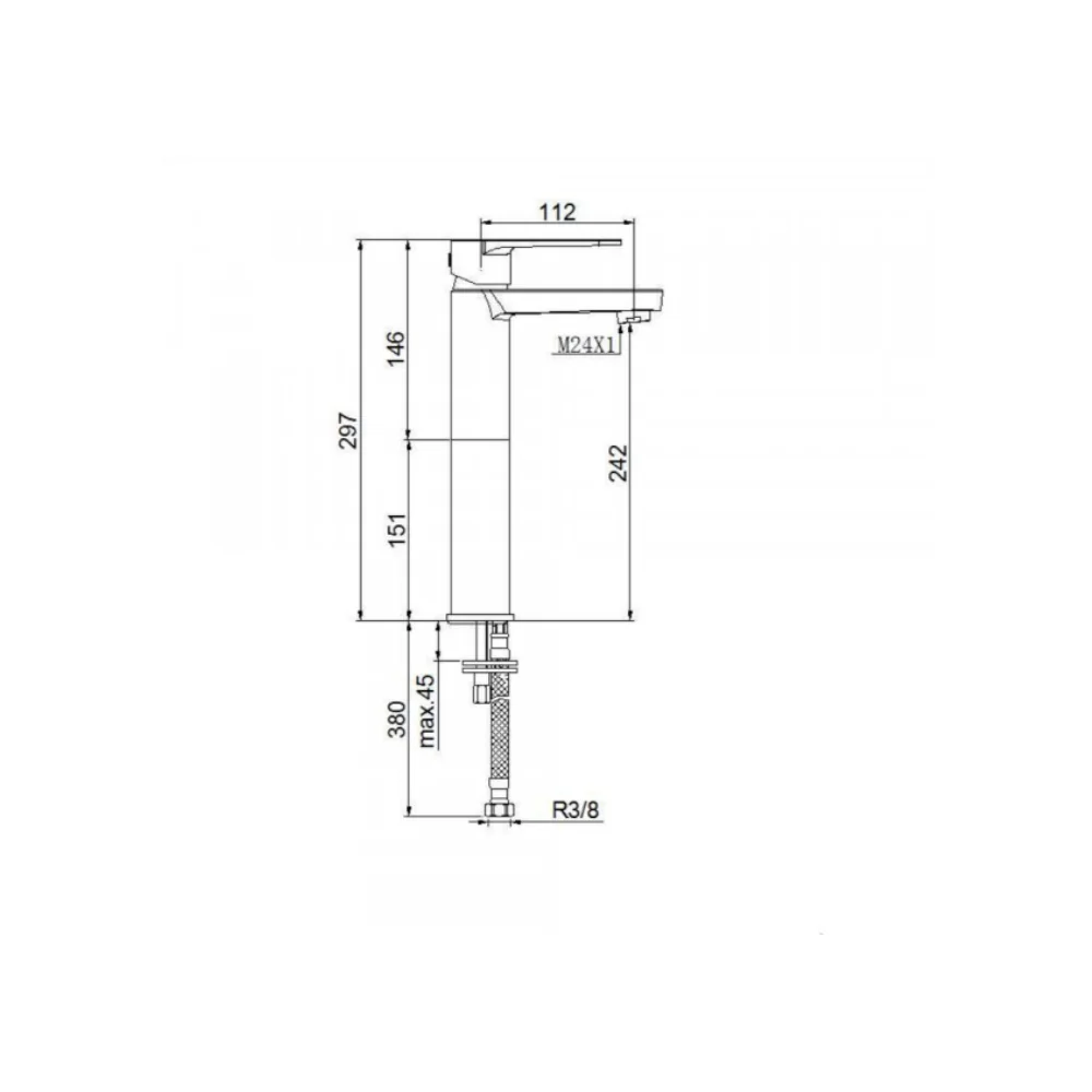 Baterie Lavoar Boet Luca 14111 Monocomanda Marimea XL Inox Crom