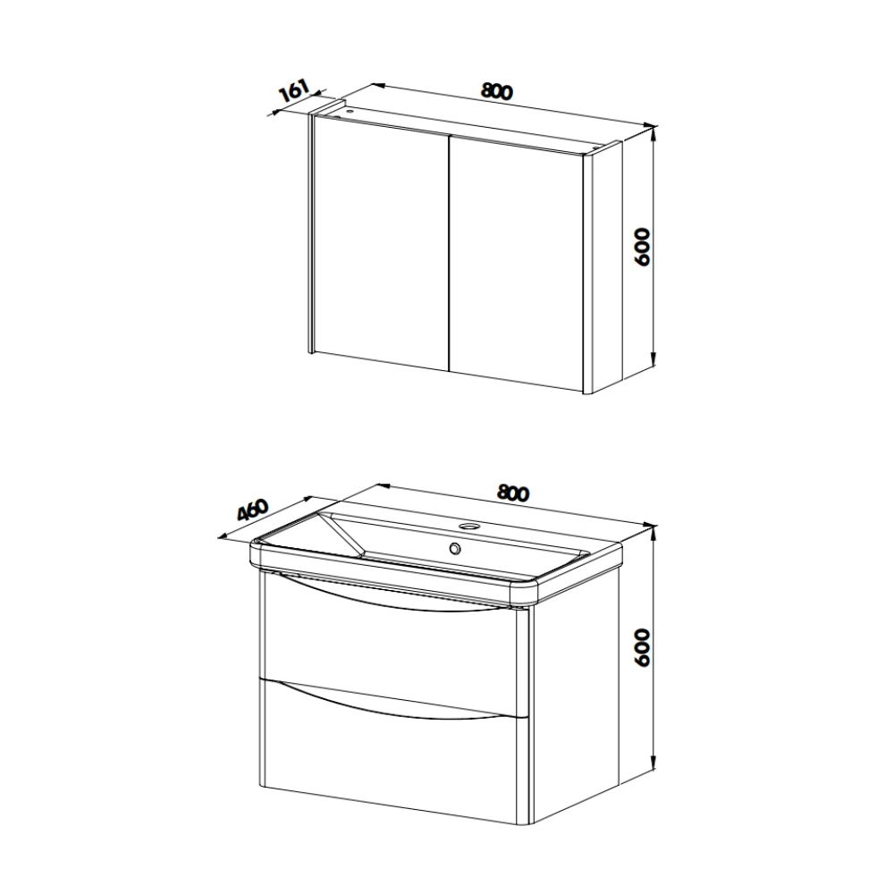 Set Mobilier Baie Zen Suspendat 3 Piese Bej 80 Cm