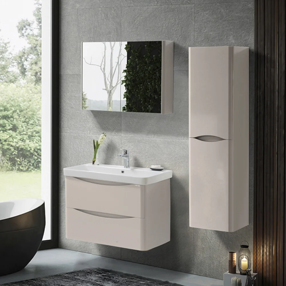 Set Mobilier Baie Zen Suspendat 3 Piese Bej 80 Cm