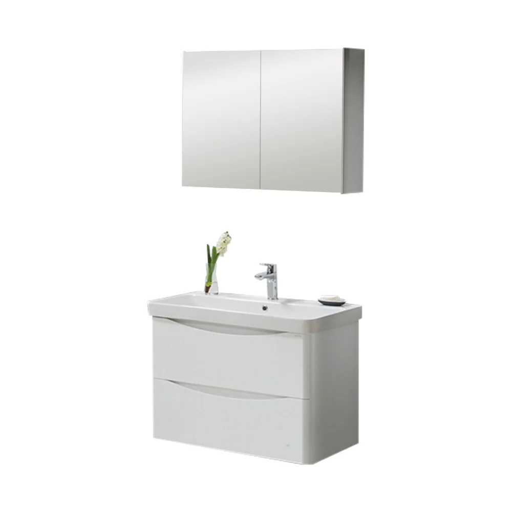 Set Mobilier Baie Zen Suspendat 3 Piese Alb 80 Cm