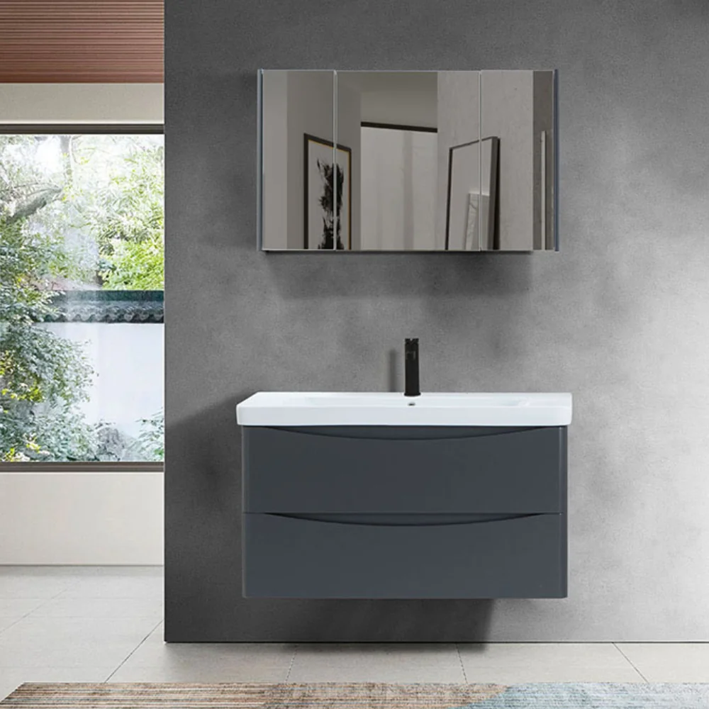 Set Mobilier Baie Zen Suspendat 3 Piese Anthracite 100 cm